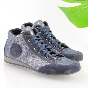 Toutounis Womens Sneaker Size 38 7 Blue Suede High Top Lace Up Fashion Shoe